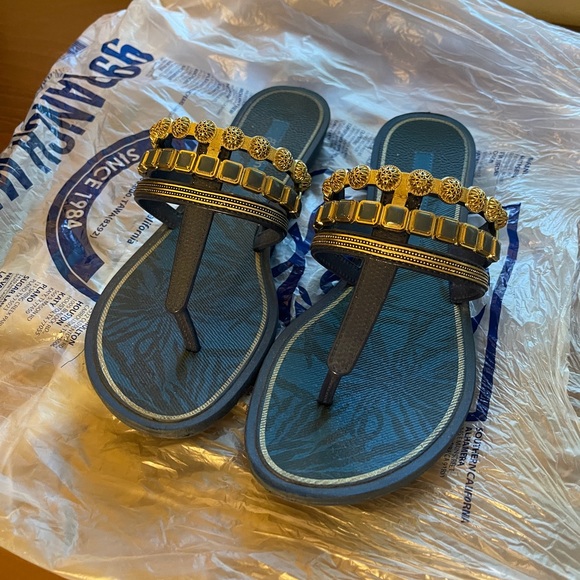 Grendha Blue Sandals Metallic Detailing US7 - Picture 2 of 7